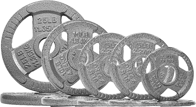 Fitvids 2-Inch Olympic Cast Iron Plate Weight Plate for Strength Training and Weightlifting, Multiple Sizes