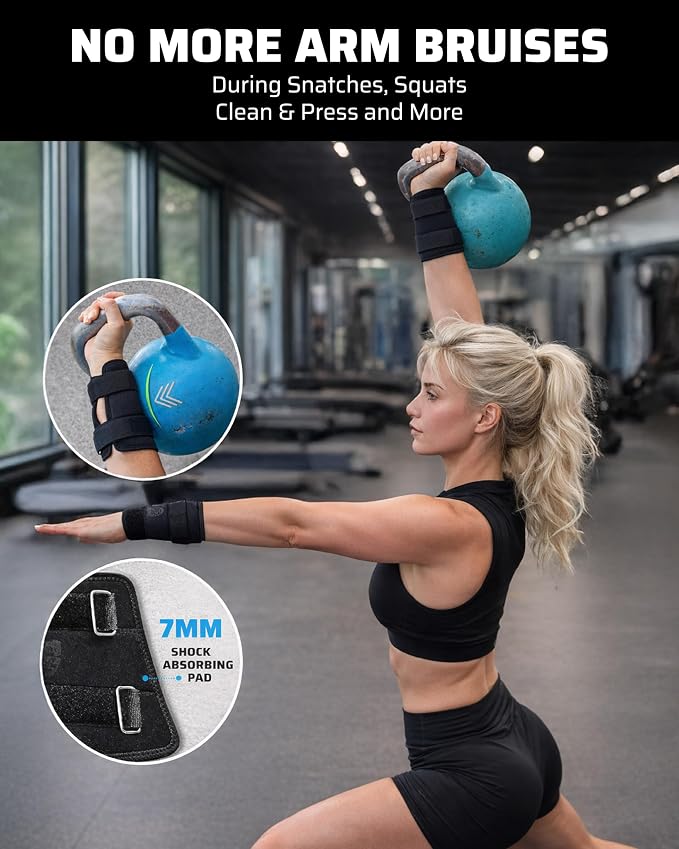 THEFITGUY Kettlebell Wrist & Forearm Guards for Men & Women, 7mm (Pair) | Impact-absorbing neoprene with adjustable straps and flexible no-insert comfort for cleans, snatches and presses