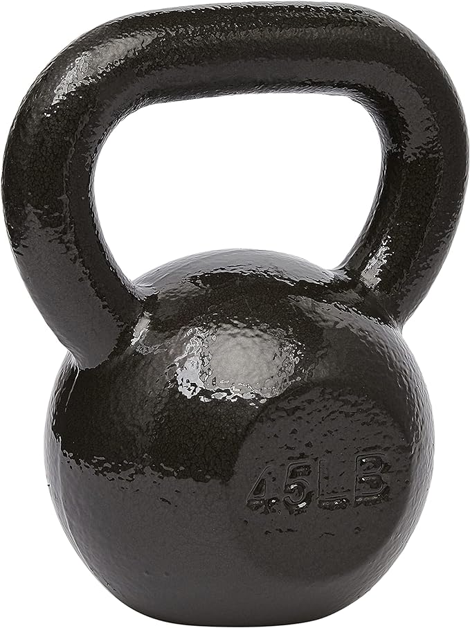 Amazon Basics Cast Iron Kettlebell for Strength Training, Textured Wide Handle, Black