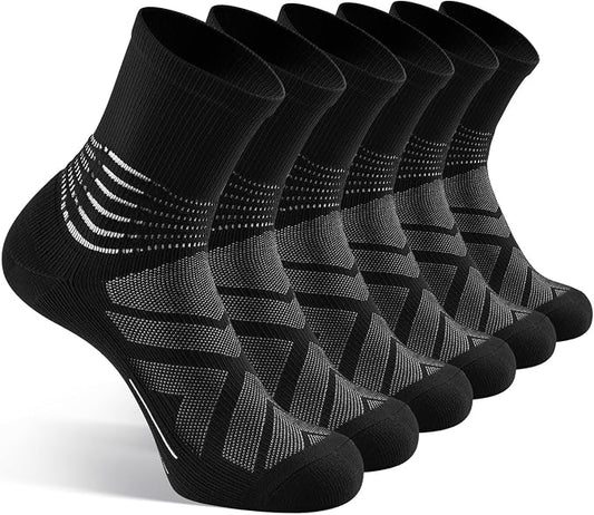 IRAMY Compression Ankle Support Crew Socks Men Women Wicking Plantar Fasciitis Relief Running Hiking Socks 3 Pairs