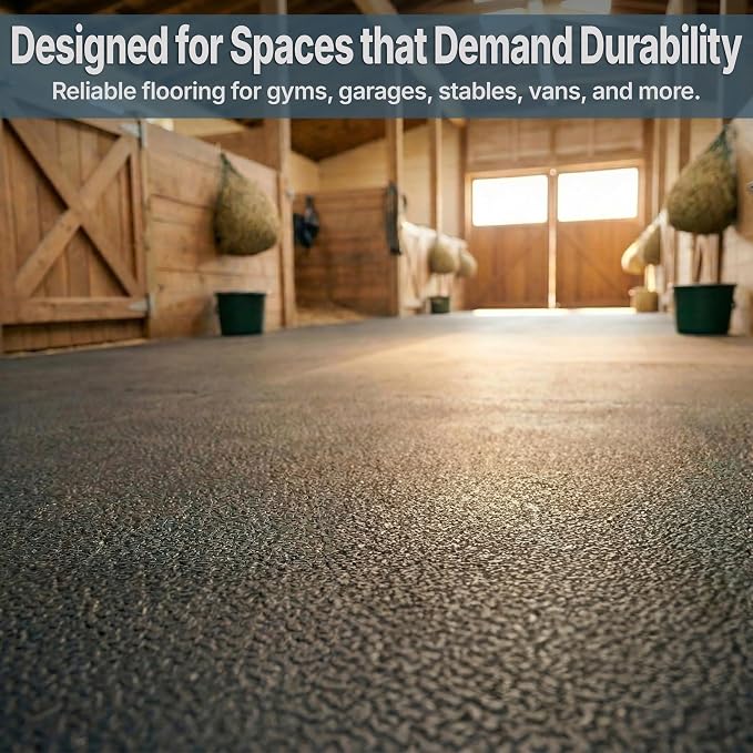 Flooring Inc's 1/4" Thick Tough Rubber Flooring Roll | Flexible Recycled Rubber Floor Mats for Home Gym | Heavy Duty Rubber Mat for Home Gyms, Sheds, Horse Stall Mat or Trailer