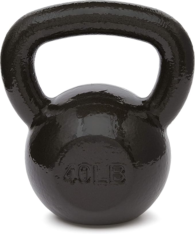 Amazon Basics Cast Iron Kettlebell for Strength Training, Textured Wide Handle, Black