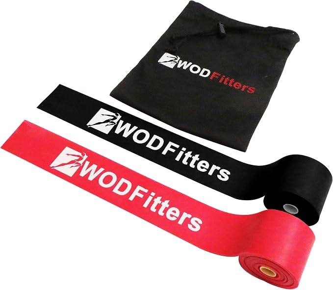 WODFitters Floss Bands for Muscle Compression Tack & Flossing, Mobility & Recovery WODs - Latest Technology - 2 Pack with Carrying Bag