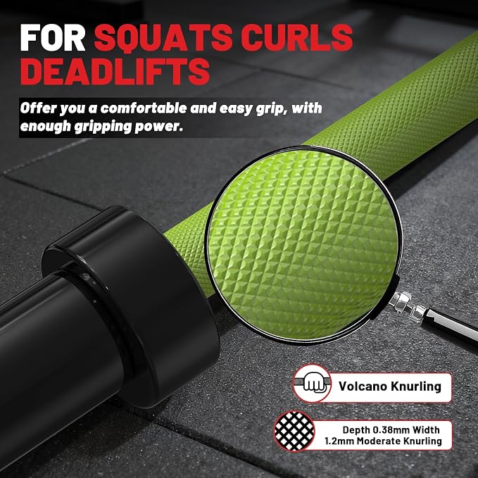 PAPABABE 7ft Barbell 45lb Olympic Barbell 1000/1500lbs Capacity Home Gym | 7ft 45lb 2" Olympic Barbell, 1000/1500lbs Capacity, Hybrid Needle Bearings & Bushings for Squat Curl Deadlift