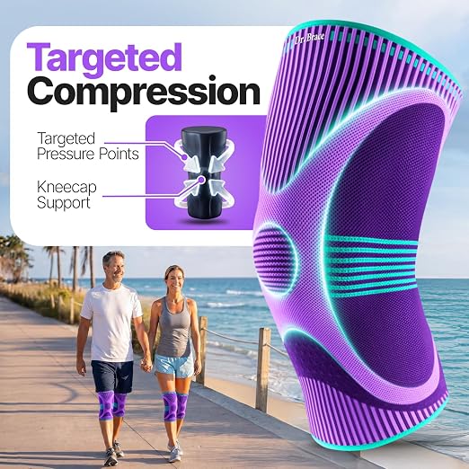 DR. BRACE Elite Compression Knee Brace for Women & Men, (2-Pack) Knee Support Compression Sleeve, Workout Sports Knee Braces for Meniscus Tear, ACL & Arthritis Pain Relief - Check Size Guide Video (Galaxsis, Small)