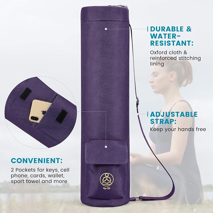 Gonex Yoga Mat Bag, Full-Zip Mat Carrier | 600D Oxford Fabric, Wet Pocket, Front Zip Pocket, Adjustable Strap, Fits Mats up to 26"