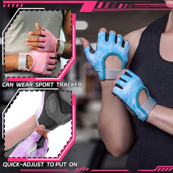 Fourluoo 3 Pairs Weight Lifting Gloves for Men Women, Gym Workout Gloves with Full Palm Protection, Breathable Anti-Slip Fitness Glove for Training, Cycling, Pull-ups, Medium