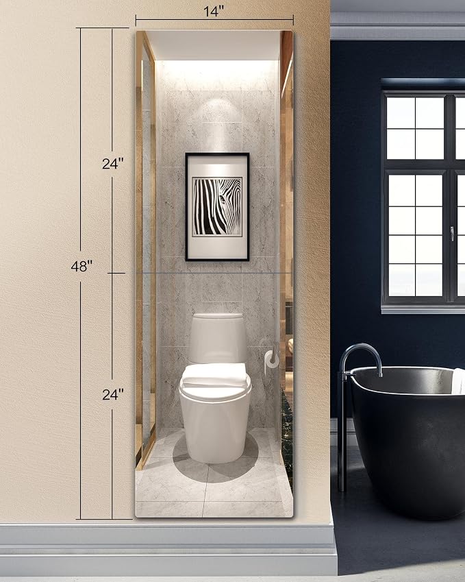 Unbreakable Acrylic Full Length Mirror for Wall Mounted, Full Body Mirror for Kids, Flexible Plastic Safe Shatterproof, 2 PCS 24 x 14 Inches, Workout Mirrors Tiles for Home Gym, Bedroom Over The Door