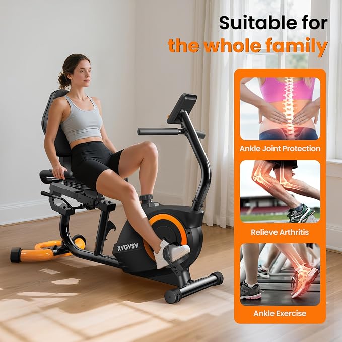 Recumbent Exercise Bike for Home, Recumbent Stationary Bikes for Seniors | Quiet Recumbent Bikes for Seniors & Adults, 16-Level Resistance, Adjustable Seat, Supports 400LB, Pulse Sensors & LCD Display