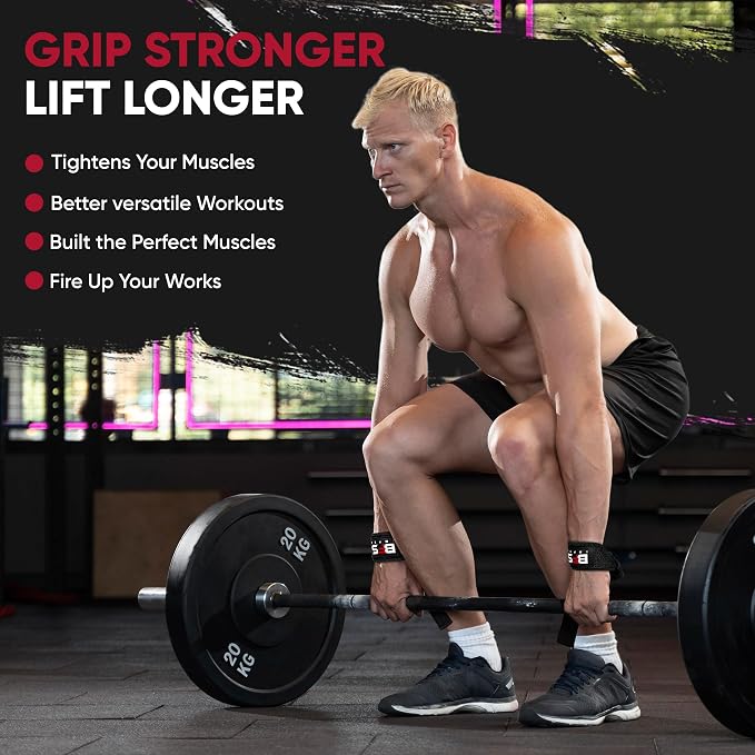 Lifting Straps for Weightlifting, Weightlifting Cotton Straps with Neoprene Padding for Men women Gym Wrist Straps for Bodybuilding powerlifting, Strength Training and Deadlifting