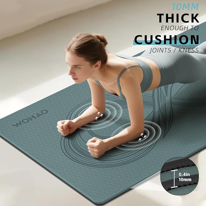 Large 76"x40"x0.4" Yoga Mat | Extra Width & Thick, Non-Slip Exercise Mat, Versatile for Stretching, Yoga Studio, Gym, Home & Indoor/Outdoor Workouts