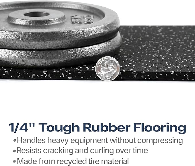 Flooring Inc's 1/4" Thick Tough Rubber Flooring Roll | Flexible Recycled Rubber Floor Mats for Home Gym | Heavy Duty Rubber Mat for Home Gyms, Sheds, Horse Stall Mat or Trailer