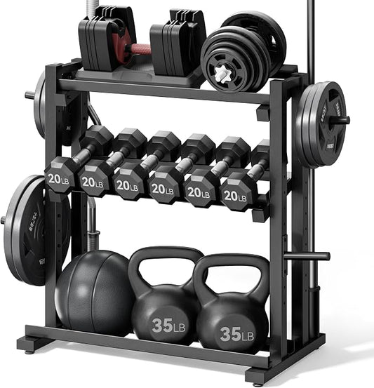3-Tier Adjustable dumbbell rack | 1200LBS Heavy Duty Weight Storage Rack for Home Garage Gym
