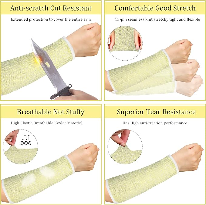 Sintege 3 Pairs Arm Protectors for Thin Skin and Bruising Cut Resistant Forearm Sleeve Level 5 Arm Burn Protection Sleeve (Black, Beige, Grey,7.9 Inch)