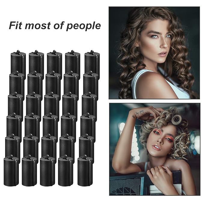 Syhood 18 Pcs Satin Rollers for Black Hair Foam Sponge Rollers Black Satin Wrapped Hair Curlers for Hairdressing Styling(1.42 Inch)