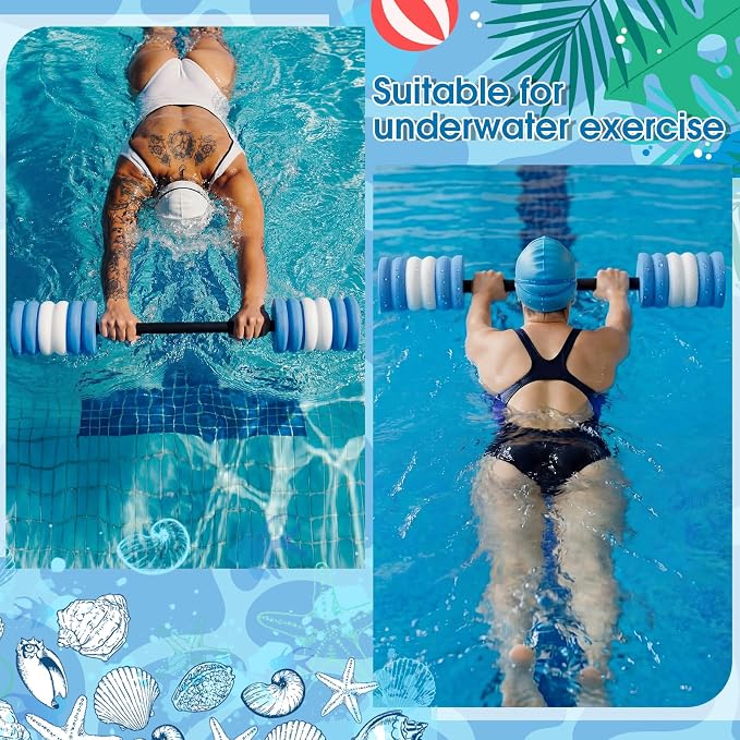 Soulchen Long Aquatic Exercise Dumbbells Pool Exercise Foam Water Weights Dumbbell Aquatic Pool Barbells with High Density EVA Foam for Swim Water Aerobics Workouts Loss