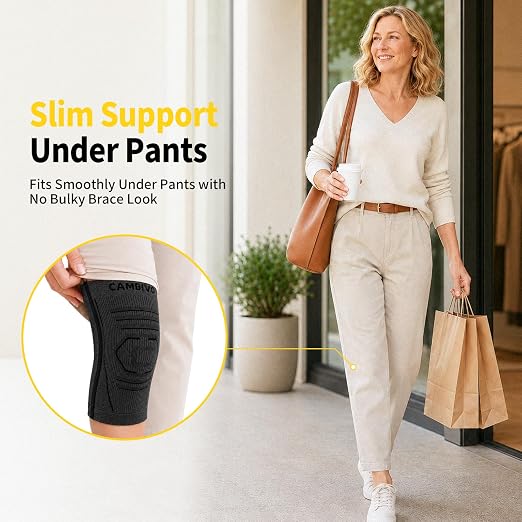 CAMBIVO 2 Pack Knee Brace for Women & Men, Compression Sleeves Knee Support | Lightweight Side Stabilizers| Latex free & silicone free | Knee pain relief for meniscus | Non-slip for running, hiking, gym