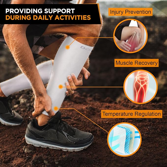 Doc Miller Compression Calf Sleeve for Men & Women, 20-30mmHg | Graduated Support for Running, Shin Splints, Calf Strain, Knee High, Small to 6XL Plus Size