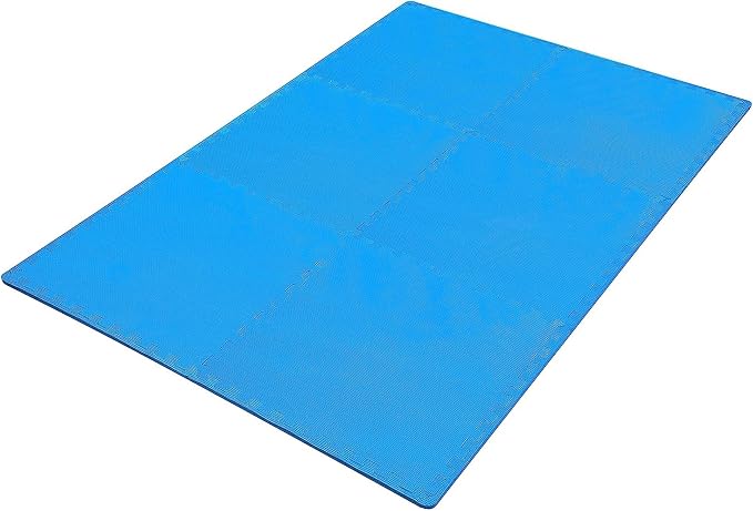 BalanceFrom Puzzle Exercise Mat 1/2" Thick, EVA Interlocking Foam Floor Tiles for Home Gym, Mat for Home Workout Equipment, Floor Padding for Kids, Blue, 24 in x 24 in x 1/2 in, 24 Sq Ft - 6 Tiles | Tiles for Home Gym, Mat for Home Workout Equipment, F...