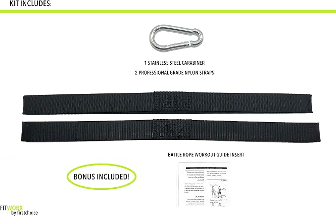 Battle Rope Anchor Strap Kit With Bonus Battle Rope Workout Guide- FitWorx By RadBizz