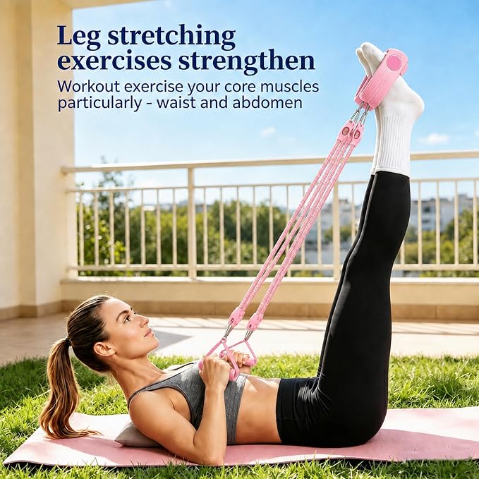 Resistance Band with Handle 100LBS Pedal Resistance Bands for Pilates Yoga Physical Therapy Leg,Abdomen,Waist,Arm,Workout Bands Exercise Resistance Bands Set for Women