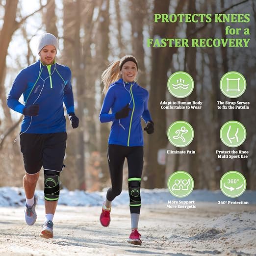 Knee Brace with Straps for Women/Men, Knee Compression Sleeve for Knee Pain, Arthritis, ACL, PCL, Meniscus Tear, Joint Pain Relief. Knee Support for Running, Workout, 1 pcs (Green,S/M)