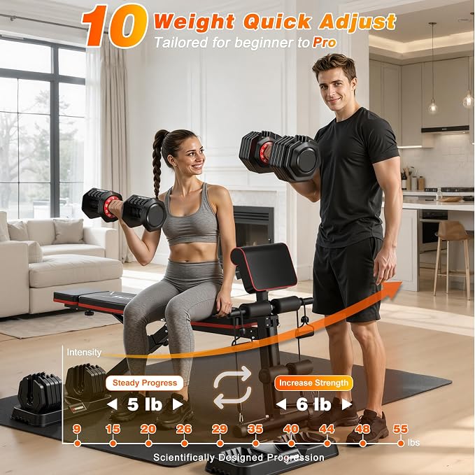 GIKPAL Adjustable Weight Bench - Workout Bench Press for Home Gym | Foldable Incline Decline Sit up Exercise Bench for Full Body Strength Training w/Leg Extension and Preacher Pad