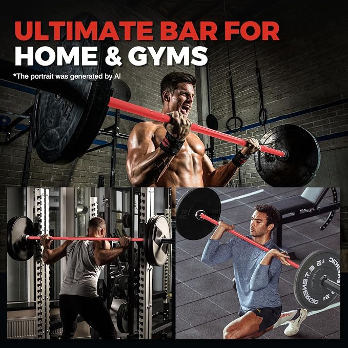 7FT Alloy Steel Olympic Barbell, 700LB 40LB | 30mm knurled grip bar with rotating sleeves, chrome finish, 2-inch plate fit, and 700LB capacity for home gym lifts