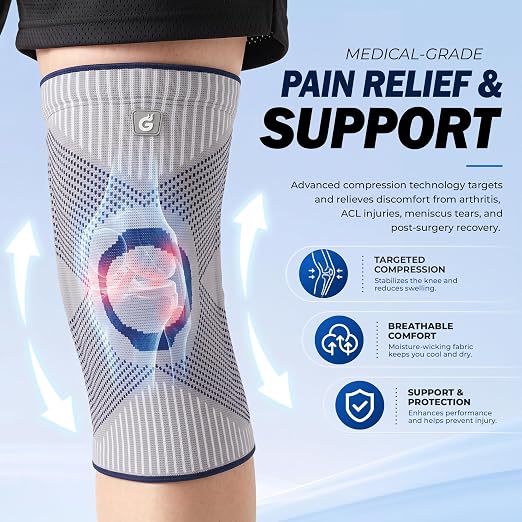 GOOGAH Knee Brace for Women Men - Knee Compression Sleeve for Knee Pain Relief, Arthritis, Meniscus Tear, ACL & MCL Support (2 Pack)