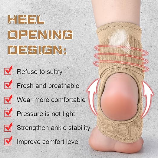 Honoson 2 Pcs Ankle Brace Kid Ankle Support Youth Neoprene Lace up Compression Sleeve Foot Brace Stabilizer with Adjustable Strap for Sport Sprained Plantar Fasciitis Achilles Tendonitis(Skin,S)