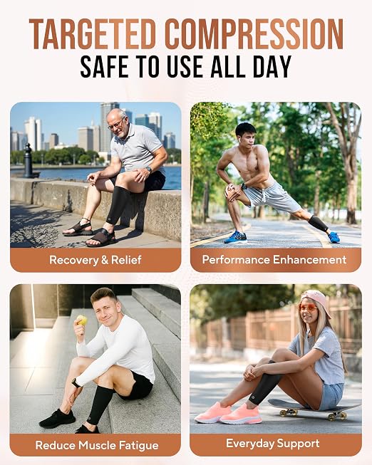 TheraCopper Copper Calf Compression Sleeve — Premium Copper Compression Shin Sleeve for Men & Women — Breathable & Non-Slip Leg Sleeves for Runners, Shin Splints, Muscle Recovery & Leg Fatigue (Small)