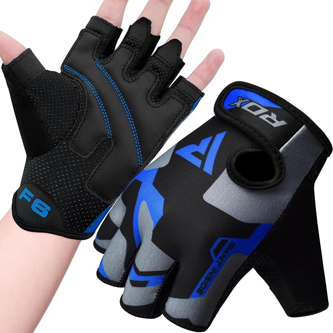 RDX Weight Lifting Gloves Women Fitness Workout, Anti Slip Padded Palm Grip Protection, Elasticated Breathable, Powerlifting Gym Bodybuilding Strength Training, Half Finger, Cycling Calisthenics