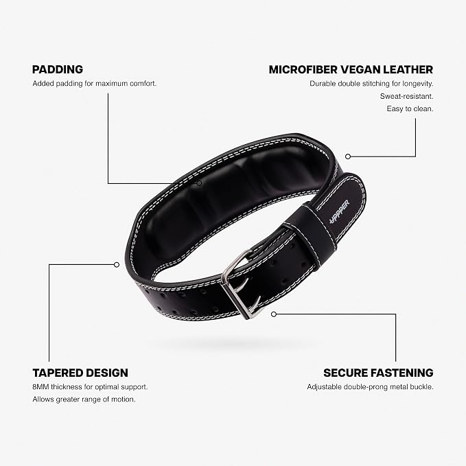 Weight Lifting Belt - Double Prong 4” to 2.5” Tapered Premium Lifting Belt for Men and Women - Ultimate Back Support For Weightlifting and Powerlifting | Premium Fitness Gear
