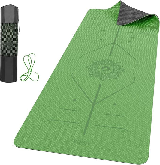 ROMIX Pro Yoga Mat Thick 6mm (1/4 inch), 72"L x 24"W Non-Slip Workout Mat with Alignment Lines, Large Yoga Mats for Women Men With Carry Bag, Exercise Mats for Home Workout Training Equipment