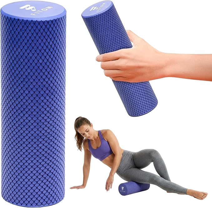 FitOn Travel Size Foam Roller for Muscle Recovery, Fitness & Home Exercise | High-Density EVA Foam With Textured Grip For Back, Neck And Leg Relief, Ideal For Workouts, Yoga, and Travel Use, Purple