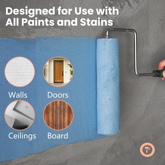Mister Rui Paint Roller Kit, 18 Pack Paint Roller Set, 4" 9" Paint Rollers | Ideal for Painting Walls, Paint Tray with Liners, Angled Paint Brush, Professional Painting Kit for Home Improvement