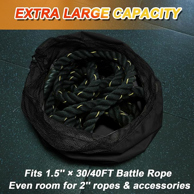 J Bryant Extra Large Battle Rope Storage Bag – Heavy-Duty Carry Sack for Training Ropes, Jump Ropes & Gym Accessories
