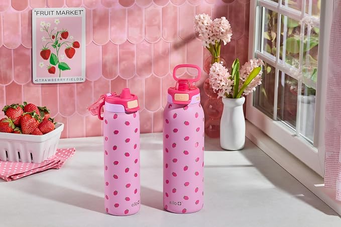 Ello Pop & Fill Insulated Stainless Steel Water Bottle with Quick Fill Lid, Leakproof Locking, Sip or Chug Spout, BPA-Free, Double Wall Vacuum Insulated for Sports, Travel & School- 22oz / 32oz / 40oz