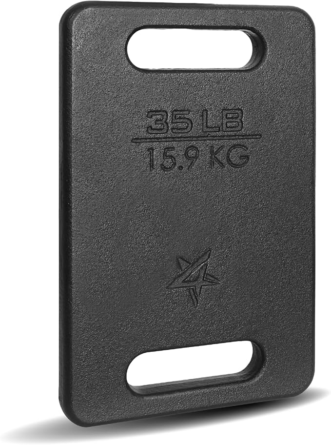 Yes4All Cast Iron Rucking Weight for Backpack, Training Weight Plate with Ergonomic Rounded Handle, Protective Glossy Finish for Weighted Walking, Hiking, Rucking, Resistance Workout
