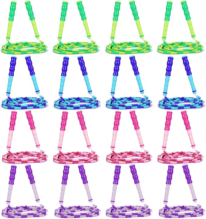 Supertrip Jump Rope Kids-Soft Beaded Skipping Rope Adjustable Tangle-Free Segmented Jumping Rope for Children and Students