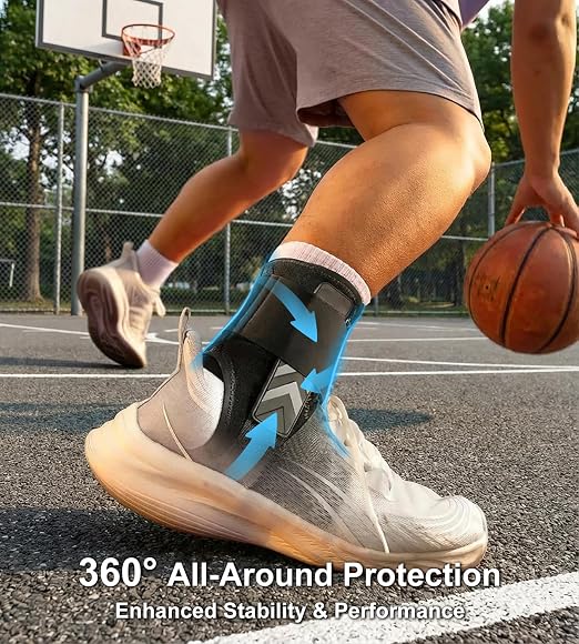 Quick Lace Up Ankle Brace for Sprained Ankle, Slim Fit Ankle Support Brace with Side Stabilizing Pads for Men & Women, Adjustable Ankle Stabilizer for Injury Recovery, Running, Sports, M-Support Plate of 2