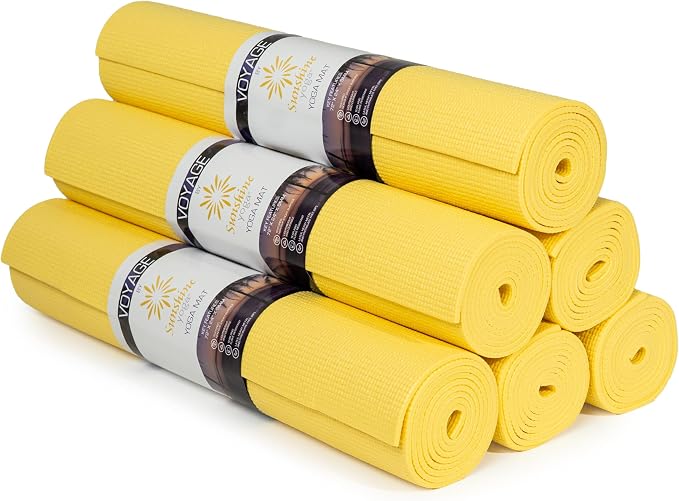 Voyage 5mm Studio Yoga Mats, 6 Pack, 72x24in | Extra Long, Anti-Tear Exercise Mats for Workout, Stretching, Fitness - Non Slip Gym Mats for Home, Schools and Studios