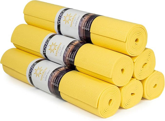 Voyage 5mm Studio Yoga Mats, 6 Pack, 72x24in | Extra Long, Anti-Tear Exercise Mats for Workout, Stretching, Fitness - Non Slip Gym Mats for Home, Schools and Studios