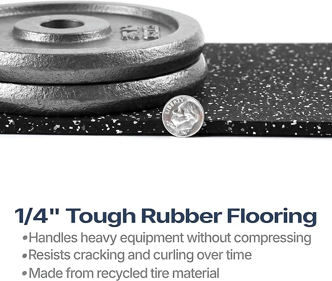 Flooring Inc's 1/4" Thick Tough Rubber Flooring Roll | Flexible Recycled Rubber Floor Mats for Home Gym | Heavy Duty Rubber Mat for Home Gyms, Sheds, Horse Stall Mat or Trailer