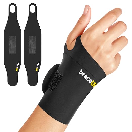 BraceUP Lightweight Wrist Brace 2 Pack – Wrist Support for Carpal Tunnel, TFCC, Tendonitis & Arthritis, Compression Wrist Wrap for Pain Relief, Thin & Lightweight, One Size