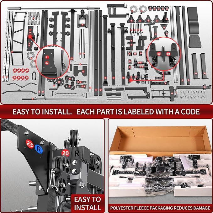 Multi-Purpose Squat Rack,Smith Machine Weight Rack Set with Cable Crossover System, Home Gym Power Racks, Power Racks and Packages