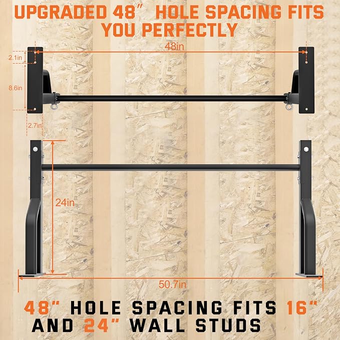 2026 Upgrade Pull Up Bar Wall Mounted - 600 lbs Heavy Duty Strength Training Pull-Up Bars, Ideal Rogue Pull Up Bar for Home and Commercial Gym, Easy Installation Chin Up Bar, Versatile Garage Pullup Bar