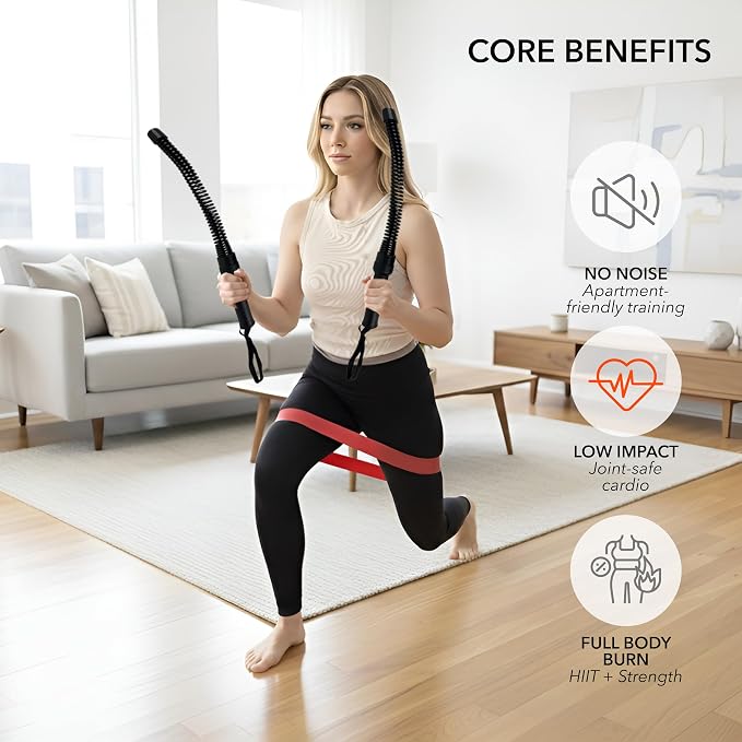 Ropeless Battle Ropes | Weighted Cordless Battle Rope Set for Home Workouts, HIIT Cardio & Weight Loss | Quiet Apartment Friendly Home Gym Equipment for Women and Men