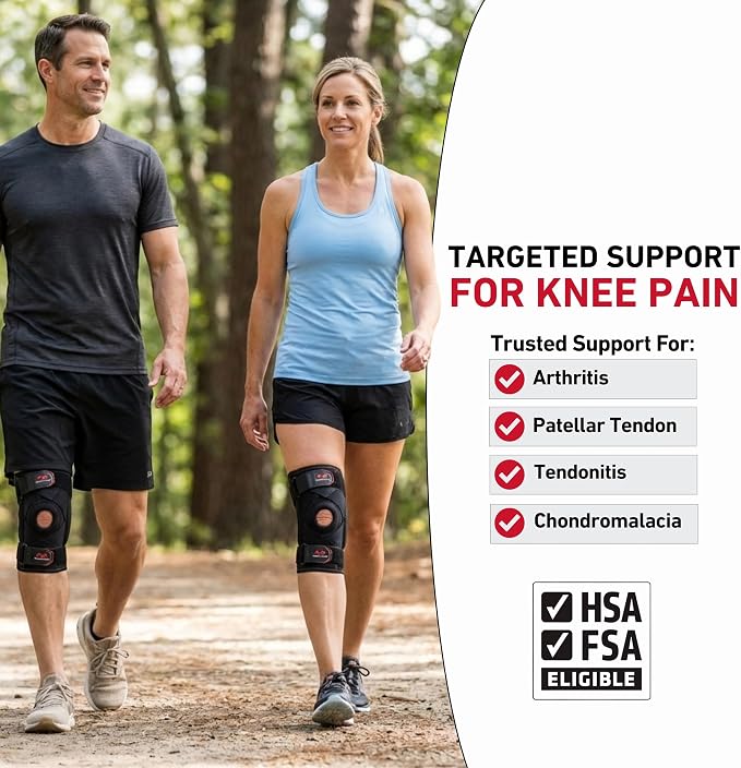 McDavid Knee Brace Support with Side Stays, Compression Knee Sleeve & Cross Straps for Patellar Tendon Support, Tendonitis, Arthritis Pain Relief, Recovery, Knee Brace for Men and Women
