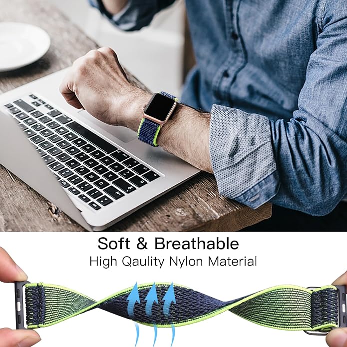 Lerobo Stretchy Nylon Solo Loop Band, Compatible with Apple Watch Series 11 10 9 8 7 6 5 4 3 SE3/2/1 Ultra3/2/1, Adjustable Strap for iwatch Band 44mm 45mm 46mm 49mm 42mm 40mm 41mm 38mm for Women Men